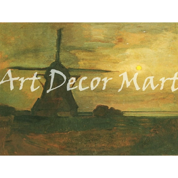 Mill On The Gein By Moonlight - CANVAS OR FINE PRINT WALL ART