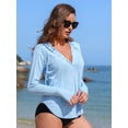 thumbnail image 4 of Charmo Women's Hooded UPF 50+ Rash Guard Long Sleeve UV Protection Zipper Swimwear Shirts with Pockets, 4 of 6