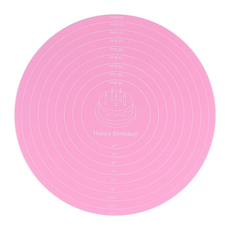 

1PC 12-inch Round Scaled Silicone Table Mats Cake Plate Mat Placemats Baking Accessories (Pink)