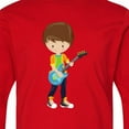 thumbnail image 4 of Inktastic Rock Boy, Brown Hair, Guitar Player, Band, Music Long Sleeve Youth T-Shirt, 4 of 5