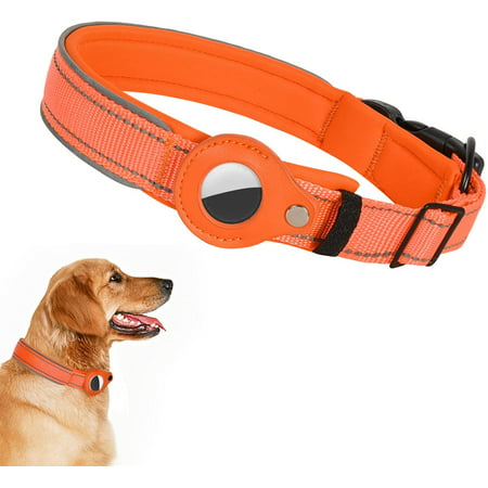 Pour collier de chien Airtag, collier de chien réglable avec  porte-étiquette d’air Nylon doux réfléchissant et néoprène pour petits  chiens de taille