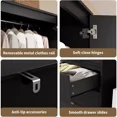 thumbnail image 6 of GarveeHome Armoire Wardrobe Closet, 69.5" Tall Wooden Wardrobe Cabinet with Rattan Doors, 2 Doors & 3 Drawers, Hanging Rod Clothing Storage for Bedroom, Entryway, Modular Design, Black, 6 of 8