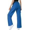 thumbnail image 3 of Women's Athletic Cargo Pants With Elastic High Waist Drawstring Multi-Pocket​​, 3 of 6