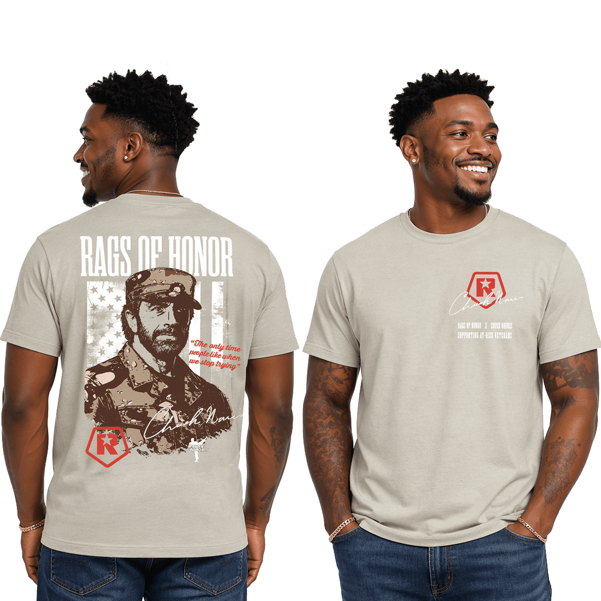 Rags of Honor x Chuck Norris Quotation Flag Graphic Tee Shirt, Men's Sizes S-2XL