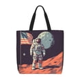 thumbnail image 1 of Easygdp Astronaut With American Flag Bolsa Tote para Mujer, Bolso de Hombro para Trabajo, Playa, Viajes, Compras y Supermercado, 1 of 7