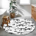 thumbnail image 3 of Round Rugs 3 Ft, Dinosaur Fossils Non Slip Area Rugs for Kitchen Bedroom Entryway, White Black Ancient Animals Washable Carpet Runner Rug Floor Mats for Bedroom Home Decor, 3 of 8