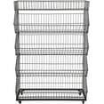 thumbnail image 5 of Fruit Vegetable Storage Basket for Kitchen, 5 Tier Stackable Metal Wire Basket Stand Cart w/Wheel Rolling Pantry Retail Display Rack Fruit Basket Organizer Baskets for Kitchen, Pantry (Black,White), 5 of 8