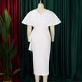 thumbnail image 6 of AURA Plus Size Summer V Neck Ruffle Evening Dress Elegant High Waist Beaded Banquet Party Gown XL XXXL, 6 of 10