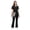 Black, variant on Women's Medical Scrub Set - V-Neck Top with Pocket & Elastic Waist Flared Split Pants, Nursing Uniforms for Women