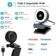 thumbnail image 4 of Web Camera, 1080P Full HD Webcam AF Web Camera Built in Adjustable Ring Light Auto Focus Microphone USB Computer Camera Plug and Play for PC, 4 of 8