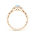 thumbnail image 2 of ANGARA Natural Oval Aquamarine Trillium Floral Shank Ring in 14K Rose Gold for Women (Size-7x5mm) | March Birthstone, Birthday, Anniversary, Jewelry Gift for Women | Natural Aquamarine Ring, 2 of 9