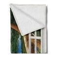 thumbnail image 2 of Beach Soft Flannel Fleece Throw Blanket, Nautical Theme Window View of Palm Trees on Sand Beach Photo Landscape Image, Cozy Plush for Indoor and Outdoor Use, 70" x 90", Green Ivory Blue, by Ambesonne, 2 of 5