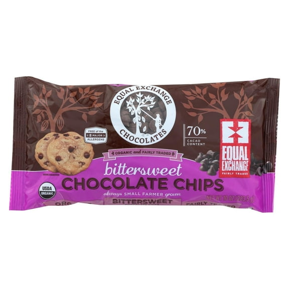 Equal Exchange Organic Chocolate Chips Bittersweet 10 oz Pack of 4
