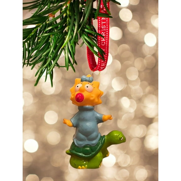Ornament The Simpsons Maggie Riding a Turtle Figure Figurine Charm 3” Dangler