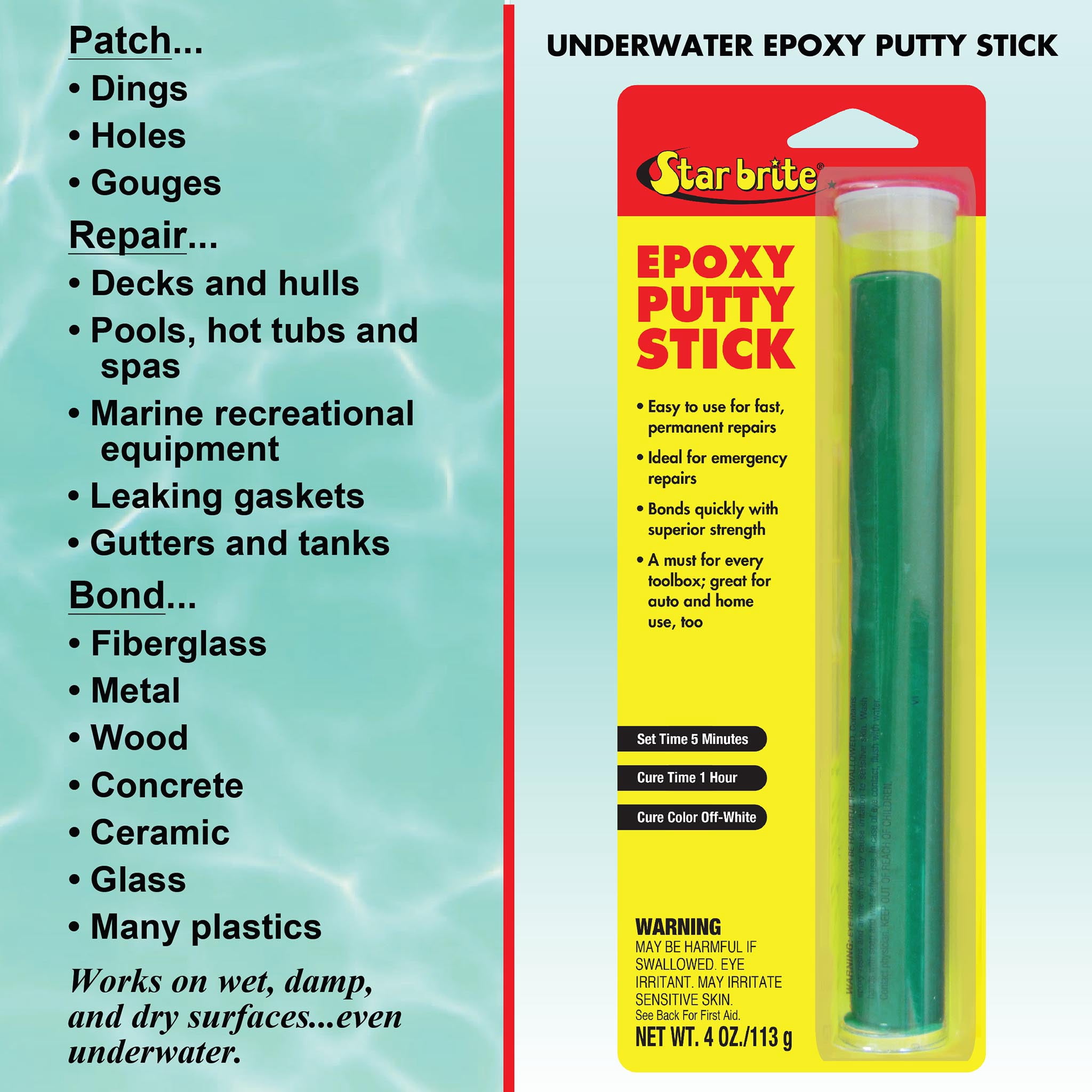 Star Brite 87104 Epoxy Repair Stick 4oz Putty Stick