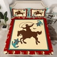 thumbnail image 2 of Homewish Western Cowgirl Cowboy Full Size Sheets, Rustic Horse Animal Bed Sheets, Vintage Fashion Theme Sheet Sets, Ultra Soft Bedroom Decor, 4 Pieces, 2 of 7