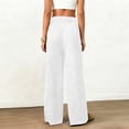 thumbnail image 4 of Women's Wide Leg Pants Faux Suede High Waist Barrel Palazzo Pants Casual Waistband Drawstring Comfy Baggy Trousers White, 4 of 8