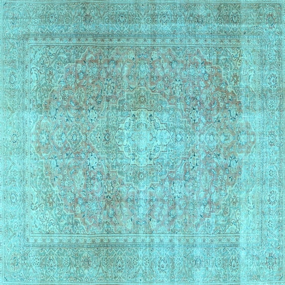 Ahgly Company Indoor Square Persian Light Blue Traditional Area Rugs, 8' Square
