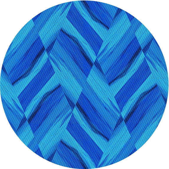 Ahgly Company Machine Washable Indoor Round Transitional Blue Orchid Blue Area Rugs, 6' Round