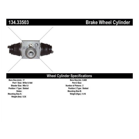 Centric Parts Drum Brake Wheel Cylinder P/N:134.33503 Fits select: 1998 VOLKSWAGEN JETTA