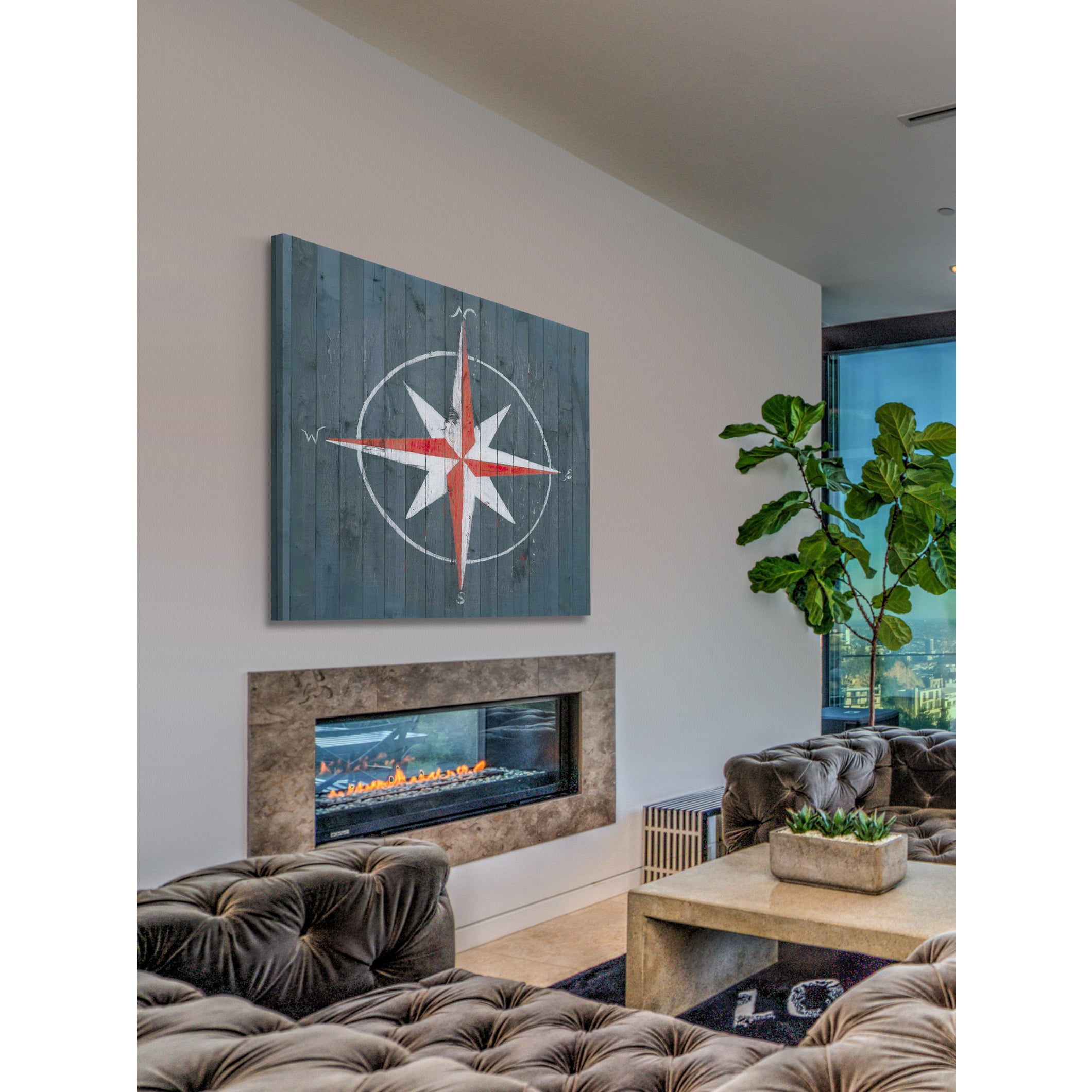 Marmont Hill "Red Compass" Painting Print on Wrapped Canvas
