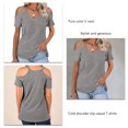thumbnail image 4 of Tops de color puro, camiseta con hombros descubiertos, blusa holgada informal, tops de manga corta de calidad superior, 4 of 5