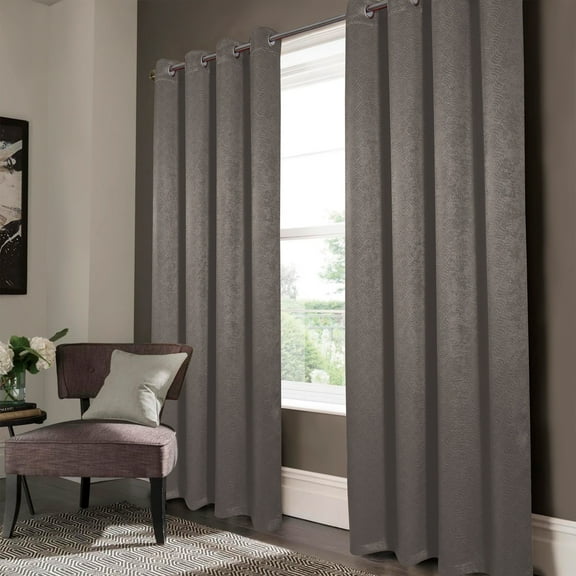 Nellie Geometric Room Darkening Window Curtain Panel 84" Charcoal