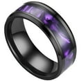 thumbnail image 3 of Synthetic Amethyst Ring Black 316L Stainless Steel Purple Wedding Band Women's Men's Fantasy Forge Jewelry, 3 of 4