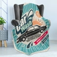 thumbnail image 4 of Retro Soft Flannel Fleece Blanket, Retro Car Wash Auto Service Repair Poster Style Art in Vintage Color Classic Design, Cozy Plush for Indoor and Outdoor Use, 50" x 70", Multicolor, by Ambesonne, 4 of 5