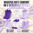 thumbnail image 2 of Girls Dream Step Whisper Soft Ankle Socks, 6 Pack, Lightweight Breathable Socks, PURPLE, L, 2 of 8