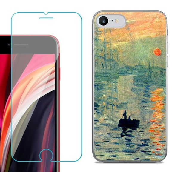 Slim-Fit Fashion Gel Phone Case for iPhone SE 2022, with Tempered Glass Screen Protector, by OneToughShield ® - Sunrise Impression