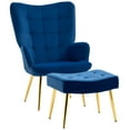 thumbnail image 1 of HOMCOM Modern Accent Chair with Ottoman Upholstered Armchair Dark Blue, 1 of 10