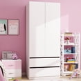 thumbnail image 3 of Twin Fins 32" Modern White Closet System with Spacious Storage - 2 Drawers -White, 3 of 9