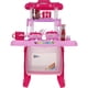 thumbnail image 2 of Juego de cocina de simulación de cocina para niños con música ligera, estufa de madera, accesorios para bebés (rosa), 2 of 6