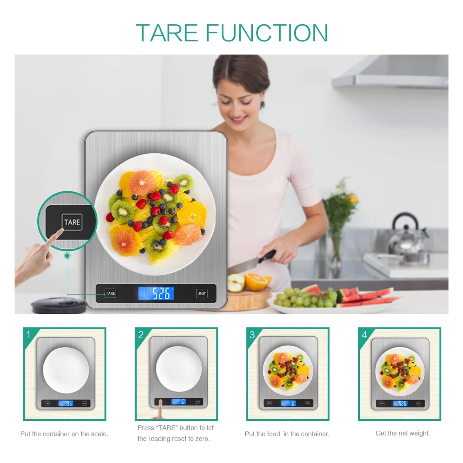 20Kg/1g Digital Kitchen Scale USB Powered Balance Multifunction Food Scale for Baking Cooking Household Weigh Electronic Scale ,Simple Operation