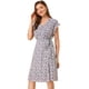thumbnail image 1 of Vestido A Media Pierna Con Cuello En V Y Manga Flutter Boho Para Mujer Floral Beige-Morado XS, 1 of 6