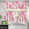 thumbnail image 3 of Aplkyhs Cherry Blossom Valance Window Curtains Set Small Window Swag and Tiers Privacy Street Window Curtains Thermal Insulated 3 Piece Easy to Install for Laundry Bathroom RV, 3 of 6