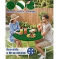 thumbnail image 6 of decorUhome Round Stretch Spandex Tablecloth, Washable Reusable Table Cover for 36"-44" Tables, Waterproof Fitted Table Cloth for Party, Picnic, Emerald Green, 6 of 10