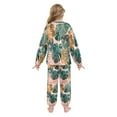 thumbnail image 3 of Fluffy Pajamas Set Fuzzy Winter Warm Pj Sets Pullover Tops and Long Pants Abstract Tropical Leaves Pattern Medium, 3 of 8
