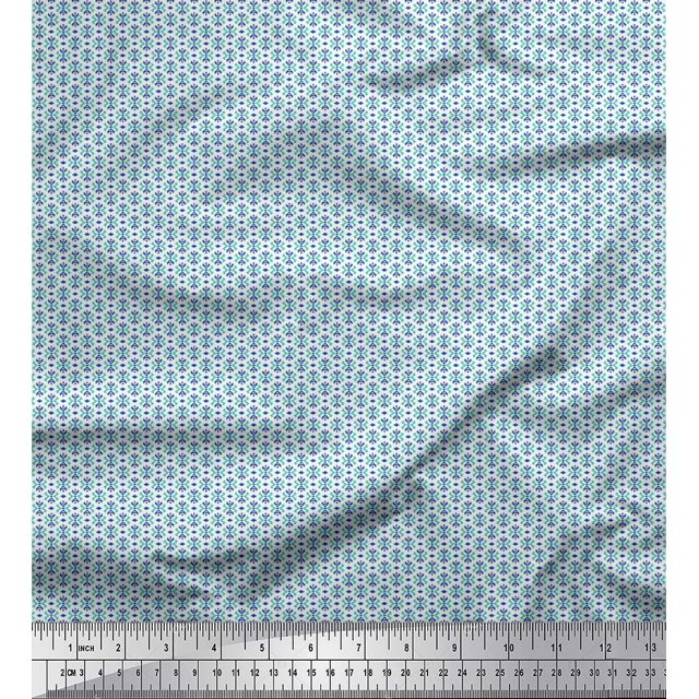 Soimoi Velvet Fabric Geometric Small Print Fabric by The Yard 58 Inch Wide