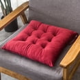 thumbnail image 1 of Nvzi Juego de 6 piezas. Cojín cuadrado rojo para asiento de 40 x 40 cm, cojín de terciopelo con correas ajustables, cojín antideslizante para asiento de comedor, cojín para asiento de suelo tatami., 1 of 5