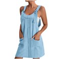 thumbnail image 2 of FcBaudy Camisole Sans Manches Robe Col en V, Robes d'Été pour Femmes, Robes de Mode pour Femmes Robe Unie Sans Manches à Bretelles avec Poches, 2 of 5