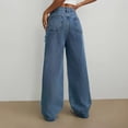 thumbnail image 3 of Aellinatey Women High Waist Wide Leg Jeans Spring Summer Denims Pants Bows Palazzo Pants, 3 of 12