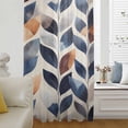 thumbnail image 6 of Navy Blue Burnt Orange Sheer Curtains 45 Inches Long, Botanical Palm Leaf Abstract Light Filering Curtains, Breathable Simi Curtain Privacy Drapes for Kitchen Bathroom Small Window Treatment, 6 of 9