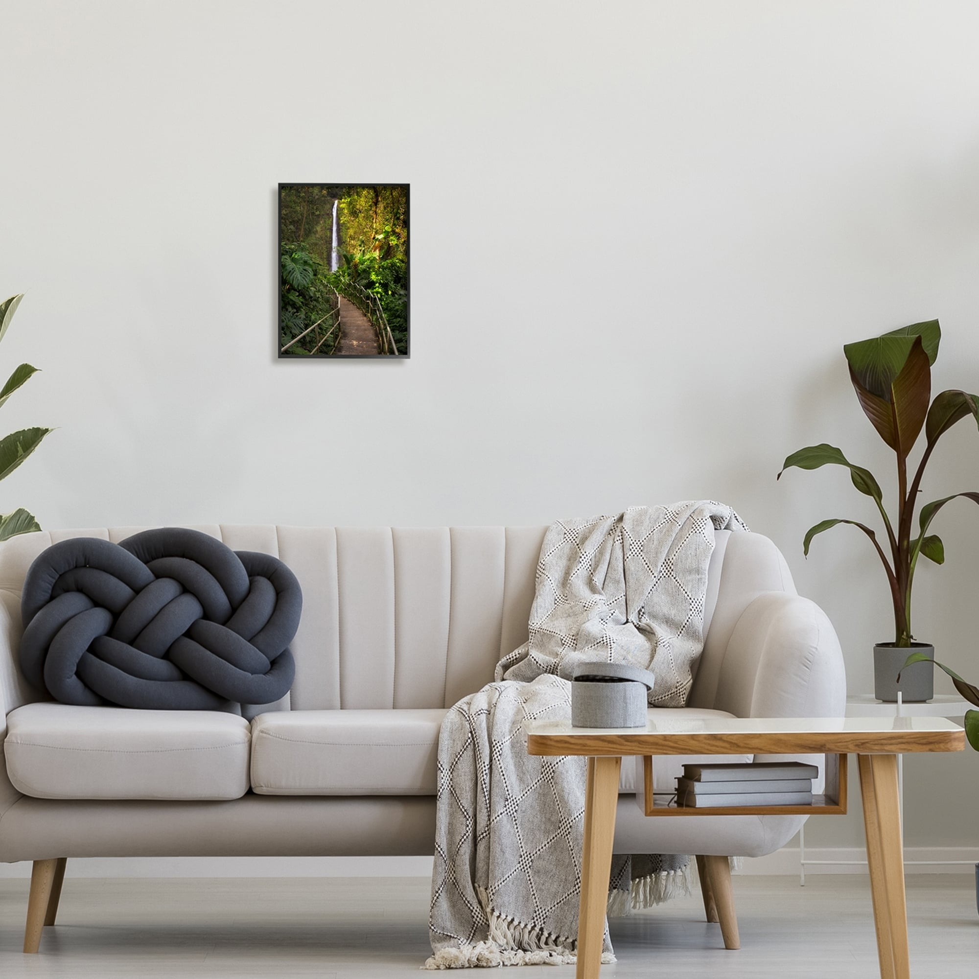 Stupell Industries Lush Jungle Bridge Waterfall Landscape Photography White Framed Art Print Wall Art