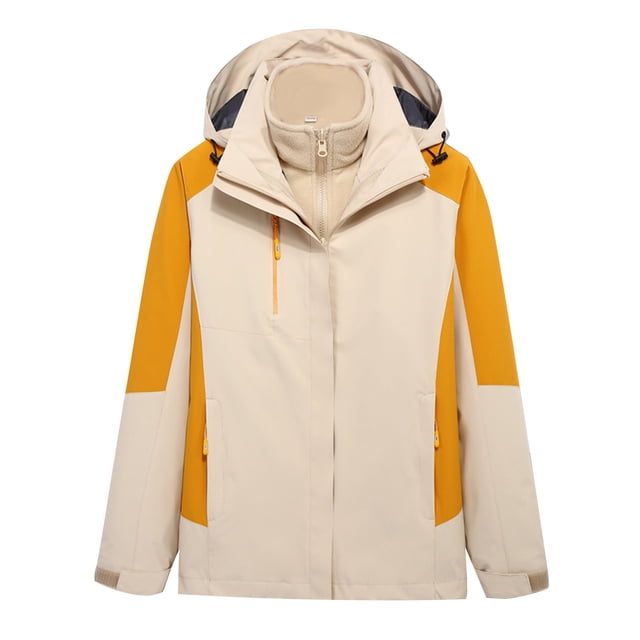 EQWLJWE Women'S Ski Jacket 3 In 1 Waterproof Winter Jacket Detachable Cap Snow Jacket Windproof Hooded With Inner Warm Thickened Insulation Mountaineering Suit Raincoat for Women Plus Size Clearance