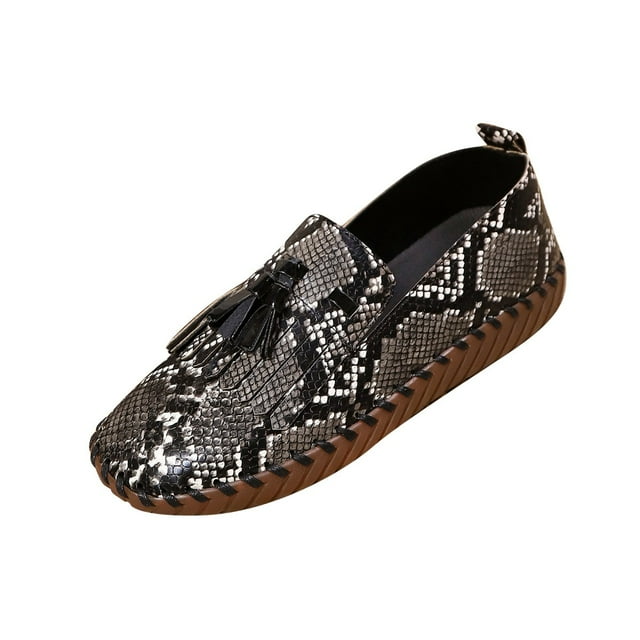 Black Womens Soft Sole Flat Loafers With Tassel Accent For Casual Wear In Black For Spring And Summer