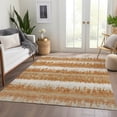 thumbnail image 5 of HomeRoots 679496 8 x 10 ft. Copper Beige & Ivory Striped Washable Machine Made Rectangle Area Rug with UV Protection, 5 of 9