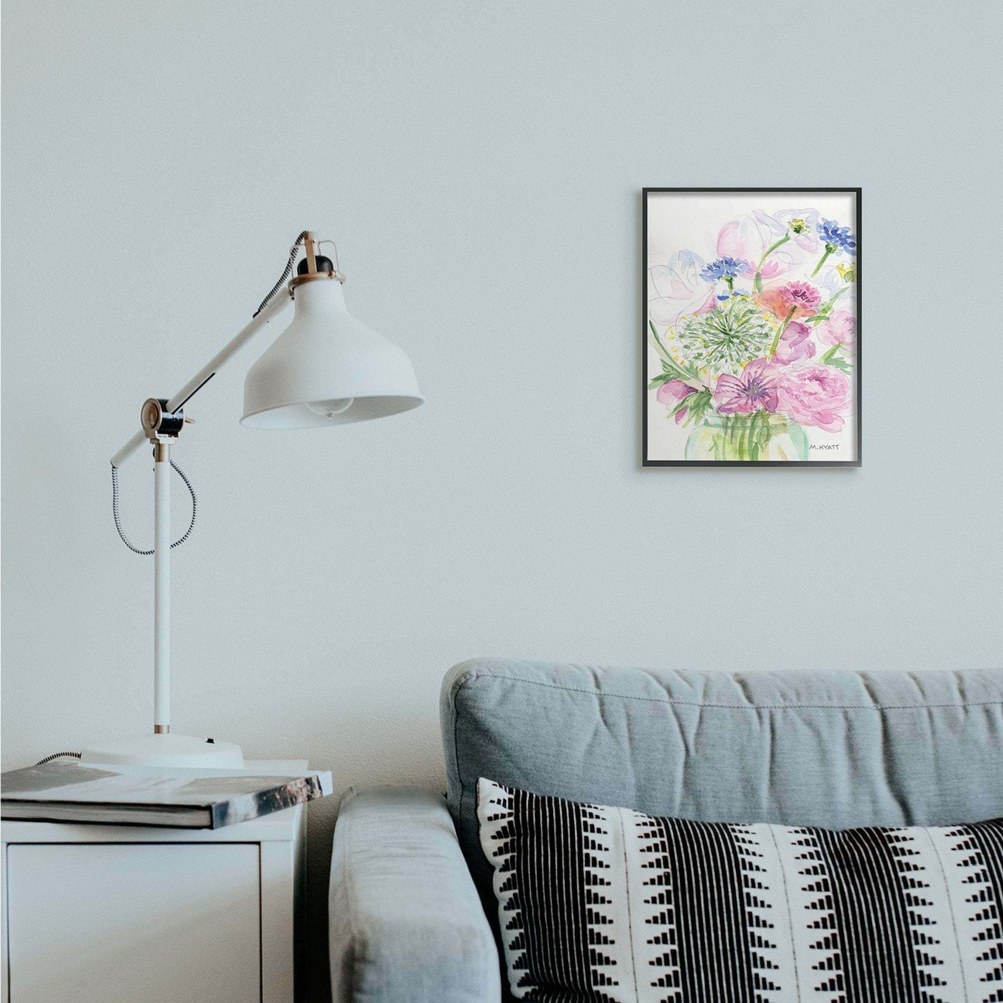 Stupell Industries Assorted Spring Floral Bouquet in Canning Jar Black Framed, 11 x 14, Design by Melissa Hyatt LLC