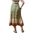 thumbnail image 3 of INSPIRE CHIC Maxi Boho Skirt for Women's A-Line High Waist Vacation Color Block Skirts L Green, 3 of 6